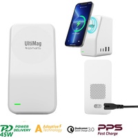 4smarts 5in1 Ultimag Desktower Charger Smartphone Weiß USB Kabelloses Aufladen Schnellladung Drinnen