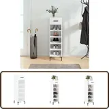 Schuhschrank Hochglanz-Weiß 30x35x105 cm Holzwerkstoff - Schuhschrank - Holzwerkstoffmöbel - Garderobenorganisation - Einbauschrank - Weißer
