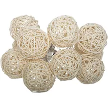 Atmosphera LED-Lichterkette Rattan 162 cm Elfenbeinfarben