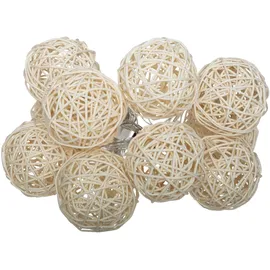 Atmosphera LED-Lichterkette Rattan 162 cm Elfenbeinfarben