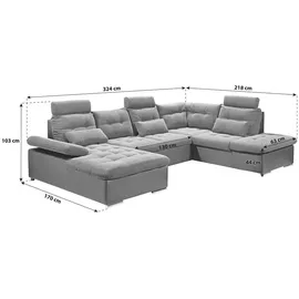ed exciting design Wohnlandschaft Polyester 5-Sitzer Grau