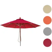 Mendler Gastronomie Holz-Sonnenschirm HWC-C57, Gartenschirm, Polyester/Holz 16kg, rund Ø4m