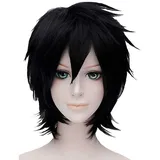 TANTAKO Kurze Schwarze Anime Haar Perücke für Halloween Karneval Kostüm Schwarze Cartoon Perücke