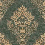 Profhome Barock Tapete 379011 Grün/Gold 5,33 m2 0,53 x 10,05 cm