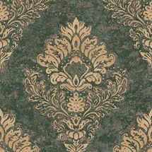 Profhome Barock Tapete 379011 Grün/Gold 5,33 m2 0,53 x 10,05 cm