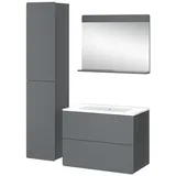 Vicco Badmöbel-Set Izan Grau 4 Teile mit Hochschrank