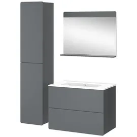 Vicco Badmöbel-Set Izan Grau 4 Teile mit Hochschrank