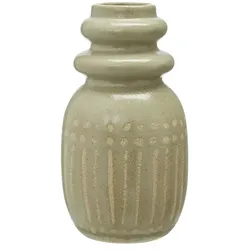 Vase , grün , Steinzeug , Maße (cm): H: 15,8  Ø: 8.8