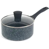 Russell Hobbs RH00846EU antihaftbeschichteter Topf - 20cm/2.6L Stielkasserolle mit Hartglasdeckel, induktion Stieltopf, Gemüse/Suppetopf mit Bakelit-griff und Hitzebeständiges Äußeres, Nightfall Stone