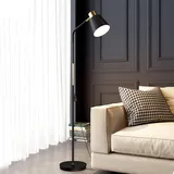 ACMHNC Stehlampe Wohnzimmer LED Dimmbar, 12W Industrial Stehleuchte Mit Fernbedienung, 2 in 1 Modern Standleuchte Leselampe Höhenverstellbar, 1200LM, Für Schlafzimmer, Büro, 360 ° Drehbar,Schwarz