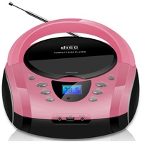 Cyberlux CL-720 tragbarer CD-Player (CD, Kinder CD Player tragbar, Boombox, Musikbox, FM Radio mit MP3 USB) rosa
