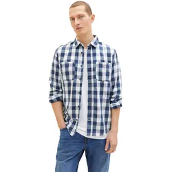 Tom Tailor Herren Langarm Hemd INDIGO CHECK Regular Fit Blau Check 30180 M