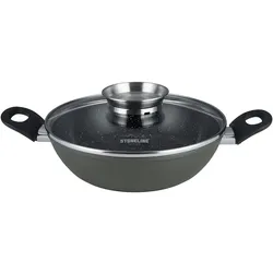 STONELINE® CERAMIC Servierpfanne 28 cm, Keramik-Beschichtung, mit Aroma-Glasdeckel, Induktion