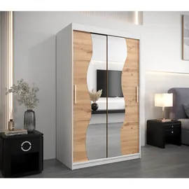 abiks möbel Schwebetürenschrank MADRYT 120 x 200 x 62 cm Weiß/Eiche