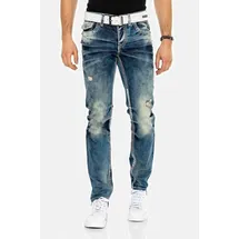 Cipo & Baxx "Jeans", Herren, Gr. 33, Länge 34, blau, 100% Baumwolle, unifarben, regular fit lang, Jeans 5-Pocket-Jeans, in Straight-Fit, CD-149