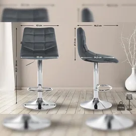 CLP Barhocker Jerry Samt dunkelgrau/chrom