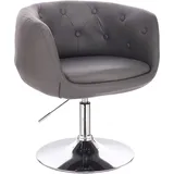 Svita Panama Retro Loungestuhl Cocktailsessel Grau Kunstleder Tellerfuß Barstuhl