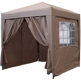Quick Star Pop-Up-Pavillon 2 x 2 m Beige mit 4 Easy-Klett Seitenwänden mit 2 Reißverschlüssen