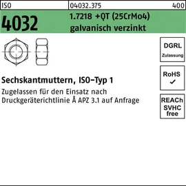 Bufab Sechskantmutter ISO 4032 M24 1,7218 galvanisch verzinkt 50 Stück