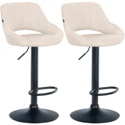 CLP 2er Set Barhocker Milet Stoff creme/Metall matt schwarz