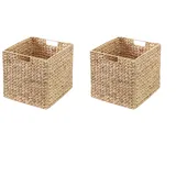 2er-Set Kallax Expedit Regal Korb / 34 x 32 x 32 cm/Aus Wasserhyazinthe Natur/Faltkorb Flechtkorb Regalbox Storage Box Aufbewahrungskorb Schrankkorb klappbar faltbar und sehr stabil Sparpreis