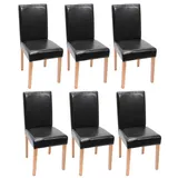 MCW 6er-Set Esszimmerstuhl Stuhl Küchenstuhl Littau ~ Kunstleder, schwarz, helle Beine