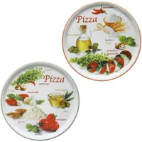 Mambocat 2er Set Pizzateller Napoli Pizzafoods grün & rot 31cm Ø 04019#ZP2 + 04019#ZP1