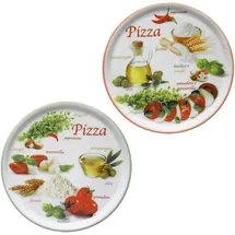 Mambocat 2er Set Pizzateller Napoli Pizzafoods grün & rot 31cm Ø 04019#ZP2 + 04019#ZP1