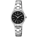 Q&Q by Citizen Damen Armband Uhr Schwarz Analog Quarz - Silber/Schwarz