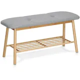 Zeller Schuhbank mit Ablage Bambus/Leinen 44 cm x 30 cm x 89,5 cm Grau