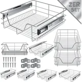 Kesser Teleskopschublade Küchenschublade Küchenschrank Korbauszug Schrankauszug Vollauszug Schublade 2x 50cm - Silber - Kesser