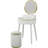 Vicco Vicco, Schminktisch, Gesa mit LED-Spiegel in 3 Weisstönen, Dimmbar (60 x 40 x 133 cm)