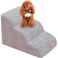 Hundetreppe für Kleine Hunde 3 Stufen, 40cm Hoch Abnehmbare Waschbar Hundetreppe, sanft abfallende Haustiertreppe aus Schaumstoff,rutschfeste Katzentreppe für Bett|Sofa|Couch|AUT