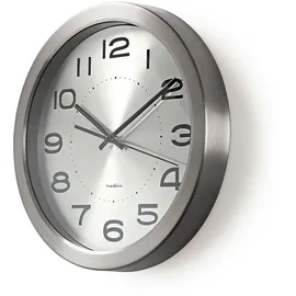 Nedis Wanduhr - Durchmesser: 300 mm Edelstahl Silber