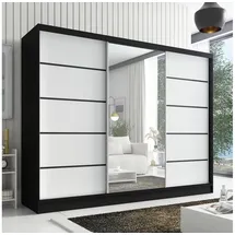 A&J MöbelLand Schiebetürenschrank AURELIA 2 200 x 0 x 0 cm Weiß/Schwarz
