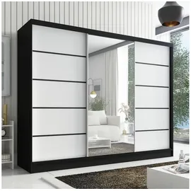 A&J MöbelLand Schiebetürenschrank AURELIA 2 200 x 0 x 0 cm Weiß/Schwarz