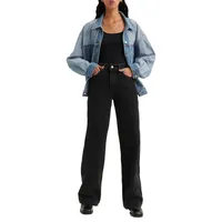 Levi's Ribcage Jeans mit weitem Bein in Schwarz-W26 /