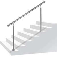 NAIZY Edelstahl-Handlauf Geländer Treppengeländer mit 2 Pfosten für Balkon Treppen Innen und Außen - 80cm Ohne Querstreben