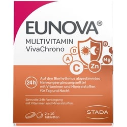 Eunova® VivaChrono: Vitamin- und Mineralstoffversorgung im Einklang mit der 'inneren Uhr“. Clever koordinierte Freisetzung - Jetzt 10% Rabatt mit dem Code stada2024 sparen*