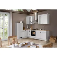 Impuls Eckküche IP 4250, Hellgrau, Metall, 4 Schubladen, L-Form, 290.0x185.4 cm, Made in Germany, seitenverkehrt erhältlich, vormontierter Korpus, Küchen, Eckküchen, Eckküchen ohne Geräte