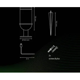 Calex LED Bodenstrahler 4W Aluminium Kunststoff kabellos 2er Set schwarz