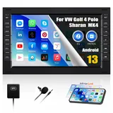 CAMECHO Android 13 Autoradio für VW Golf 4 Polo Sharan Jetta MK4 T5 Multivan mit Navi,7 Zoll Doppel Din Autoradio mit Navi Bluetooth RDS WiFi+Rückfahrkamera