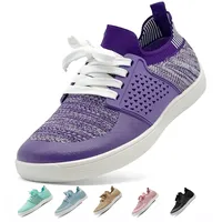 vinshoeci Barfußschuhe Damen Herren - Breite Zehenbox Atmungsaktiv Mesh Barfuss Sneaker/Leichtgewichts rutschfest Fitnessschuhe Walkingschuhe(Dunkelviolett 39 EU - 39 EU