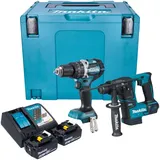 Makita DLX 2278 RTJ Akku Kombo Kit + DHP 484 Schlagbohrschrauber 54 Nm + DHR 171 Bohrhammer 1,2 J + 2x Akku 5,0 Ah + Ladegerät + Makpac