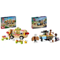 LEGO Friends Hotdog-Truck, Mobiles Restaurant-Spielzeug & Friends Rollendes Café, Kleines Bäckerei-Spielzeug für Kinder