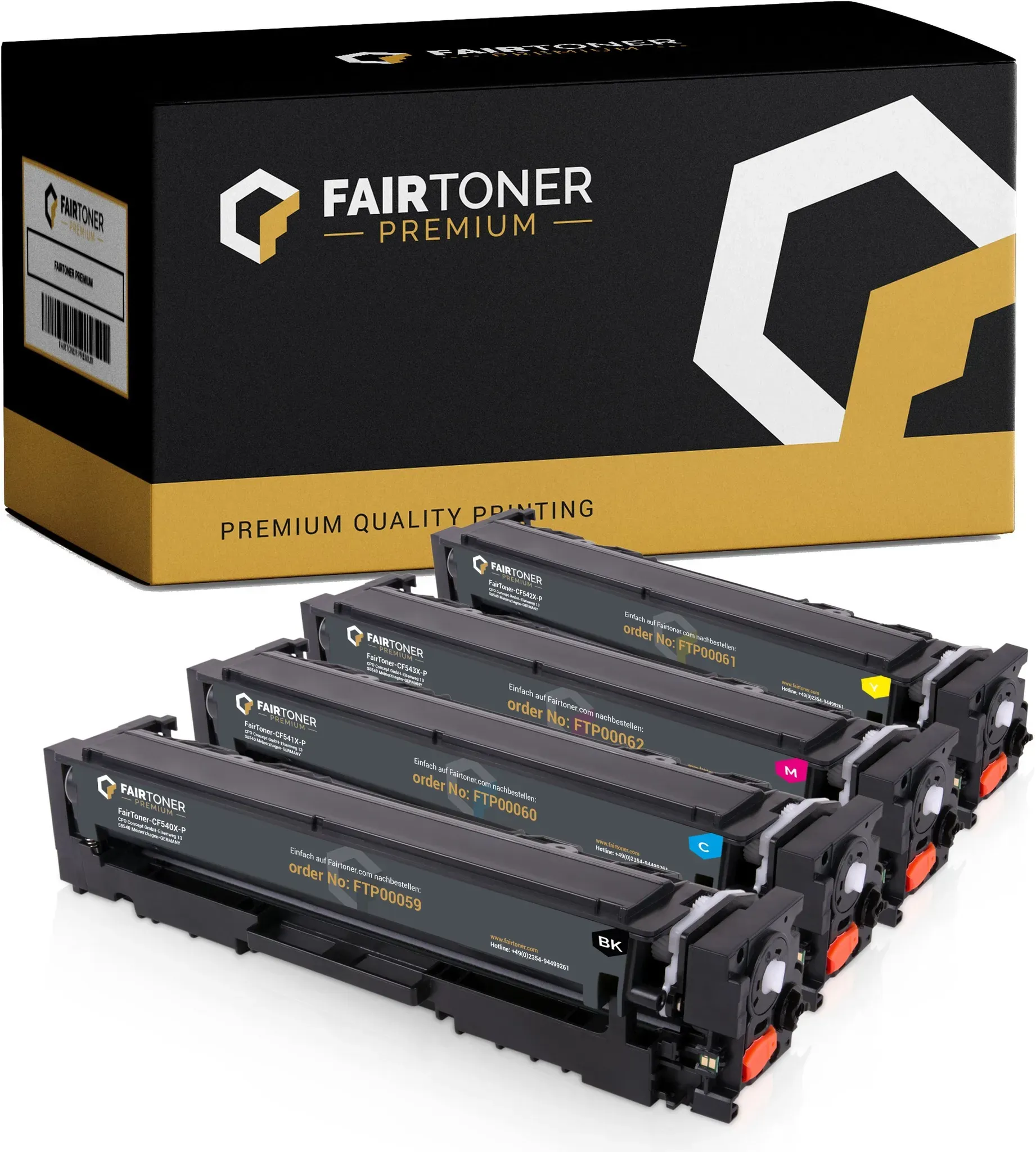 Premium 4er Multipack Set Kompatibel für HP CF540X-CF543X Color LaserJet Pro M 254 nw Toner