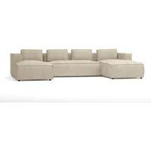 s-style möbel - Moderne Wohnlandschaft Bello aus Beige Cord mit weichem Sitz, B/T/H: 327 cm / 176 cm / 64 cm - Beige