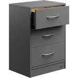 CASARIA Nachttisch Eloise 54x39x28cm Anthrazit LED 3 Schubladen Kabelführung Wandbefestigung Boxspringbett Schlafzimmer Nachtschrank Nachtkonsole Nachtkommode Holz