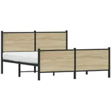 vidaXL Metallbett ohne Matratze Sonoma-Eiche 140x190 cm