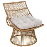 Korbsessel Rattan mit Sitzpolster, ca. 87 x 70 x H 46/87 cm - Braun